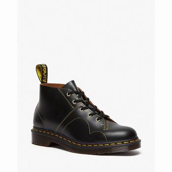 Dr Martens Church Smooth Kožené Monkey - Cierne Cizmy Panske, DR0096